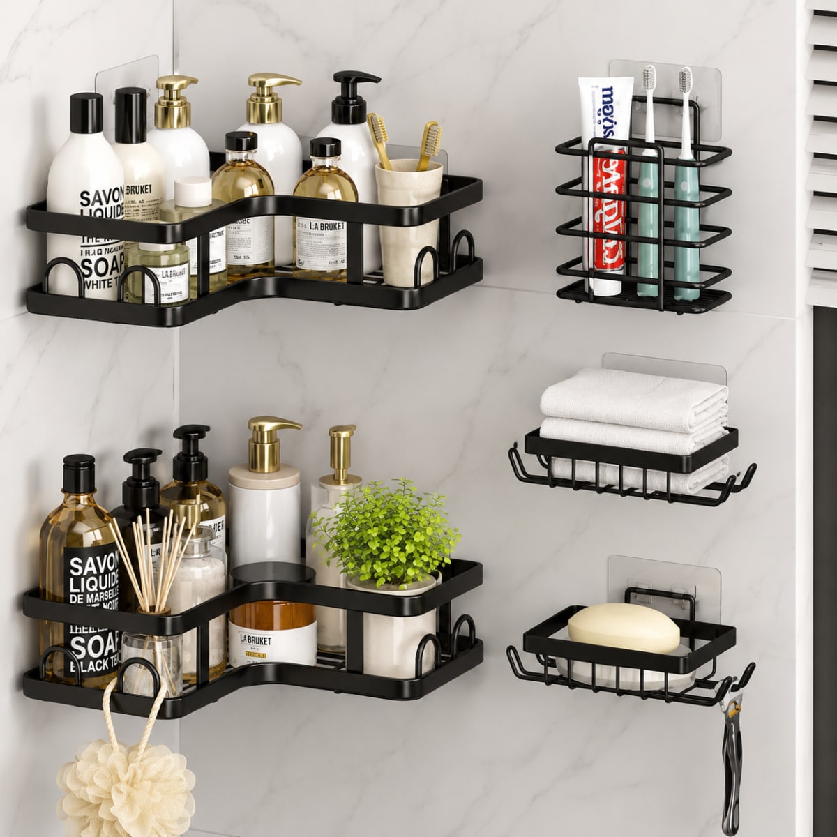 5 Piece Bathroom Storage Rack Set