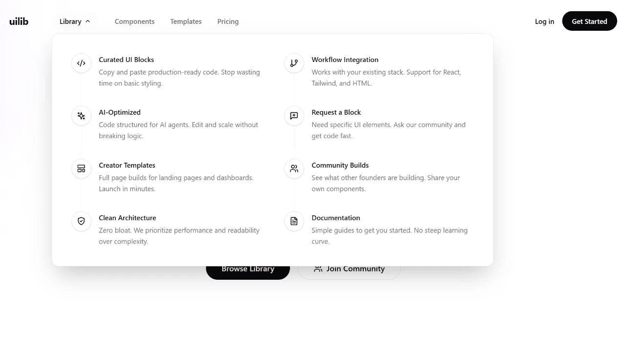 Navbar with Mega Menu and Connected Lines