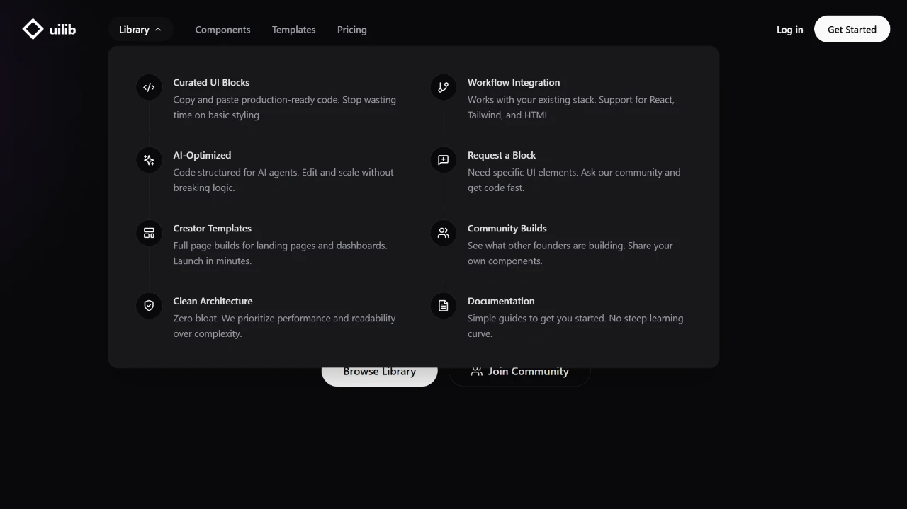 Navbar with Mega Menu and Connected Lines