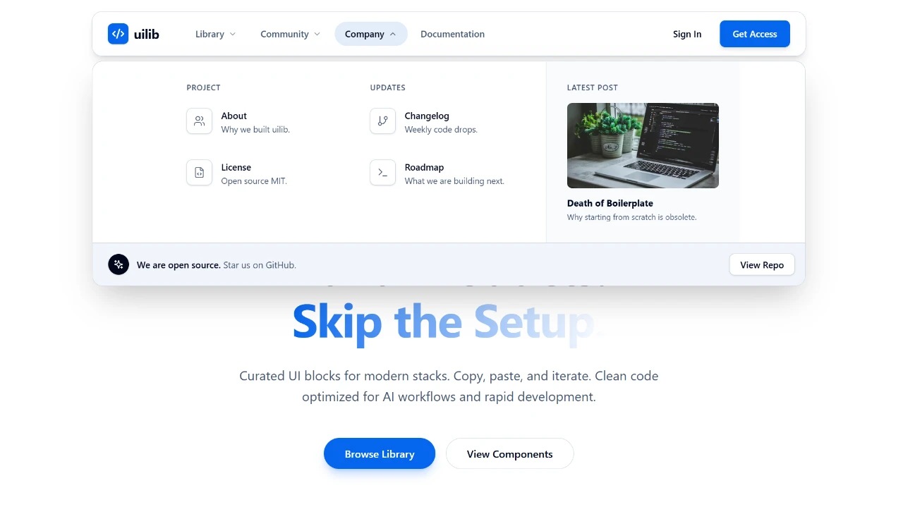 Navbar with mega menu