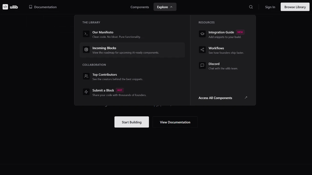 Navbar with centered mega menu