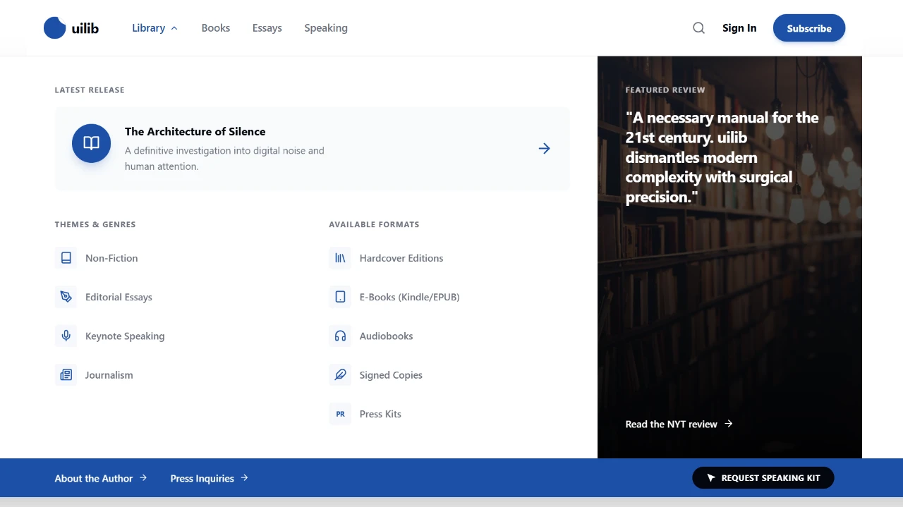 Personal Brand Navbar for Authors with Portfolio Mega Menu