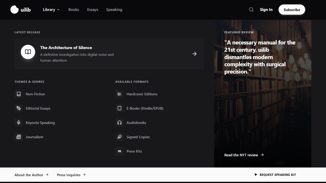 Personal Brand Navbar for Authors with Portfolio Mega Menu