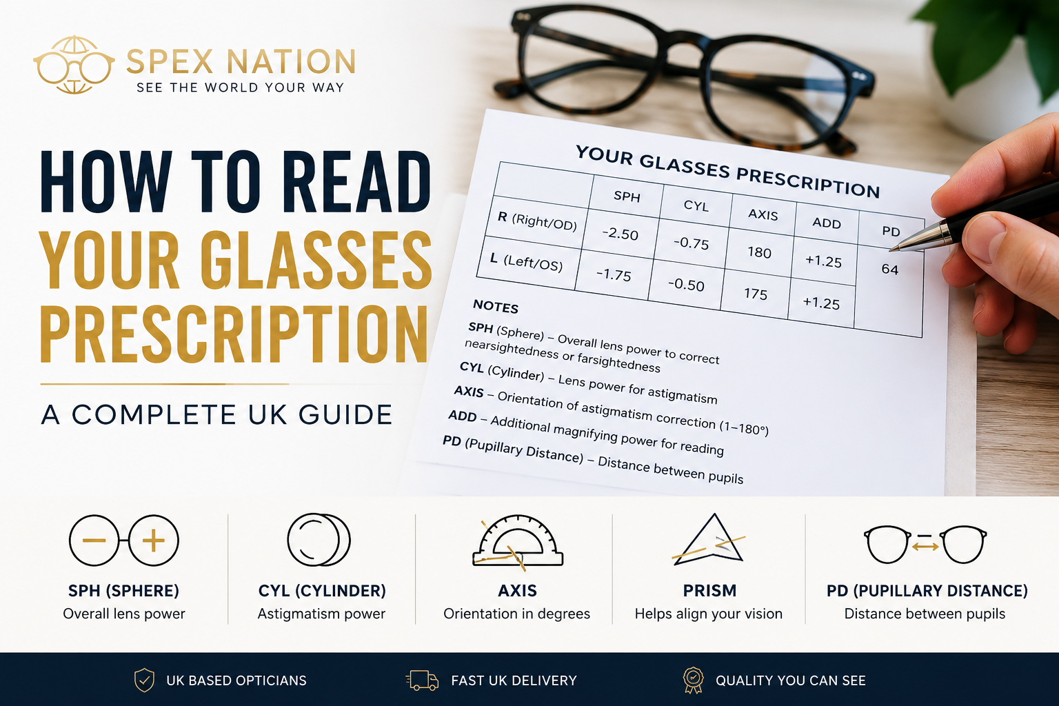 Optician explaining a glasses prescription to a patient