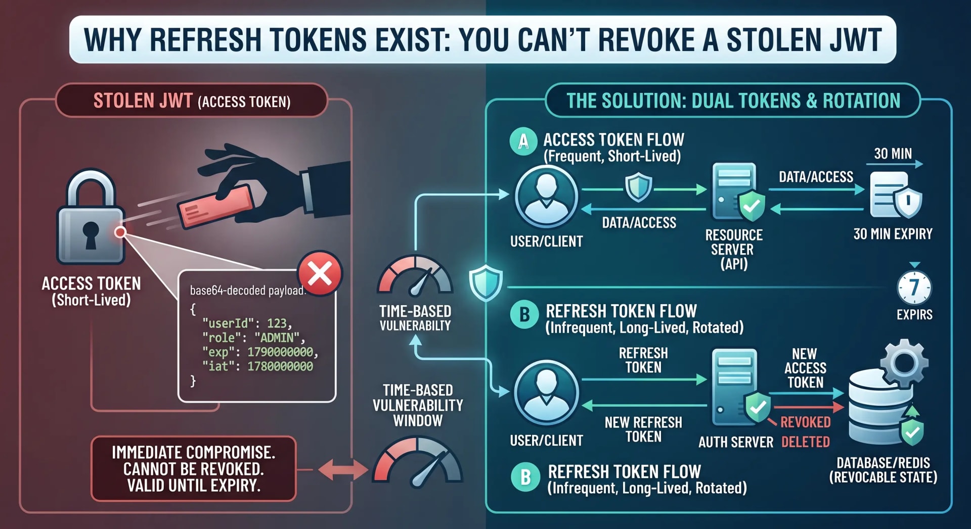 Why Refresh Tokens Exist: You Can't Revoke a Stolen JWT