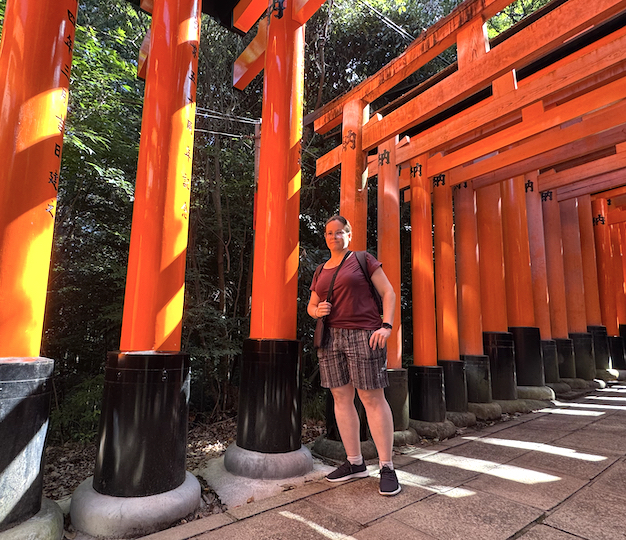 Under the red tori gates in Japan
