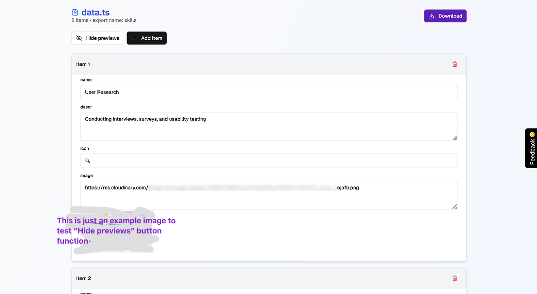 Data.ts page edit page