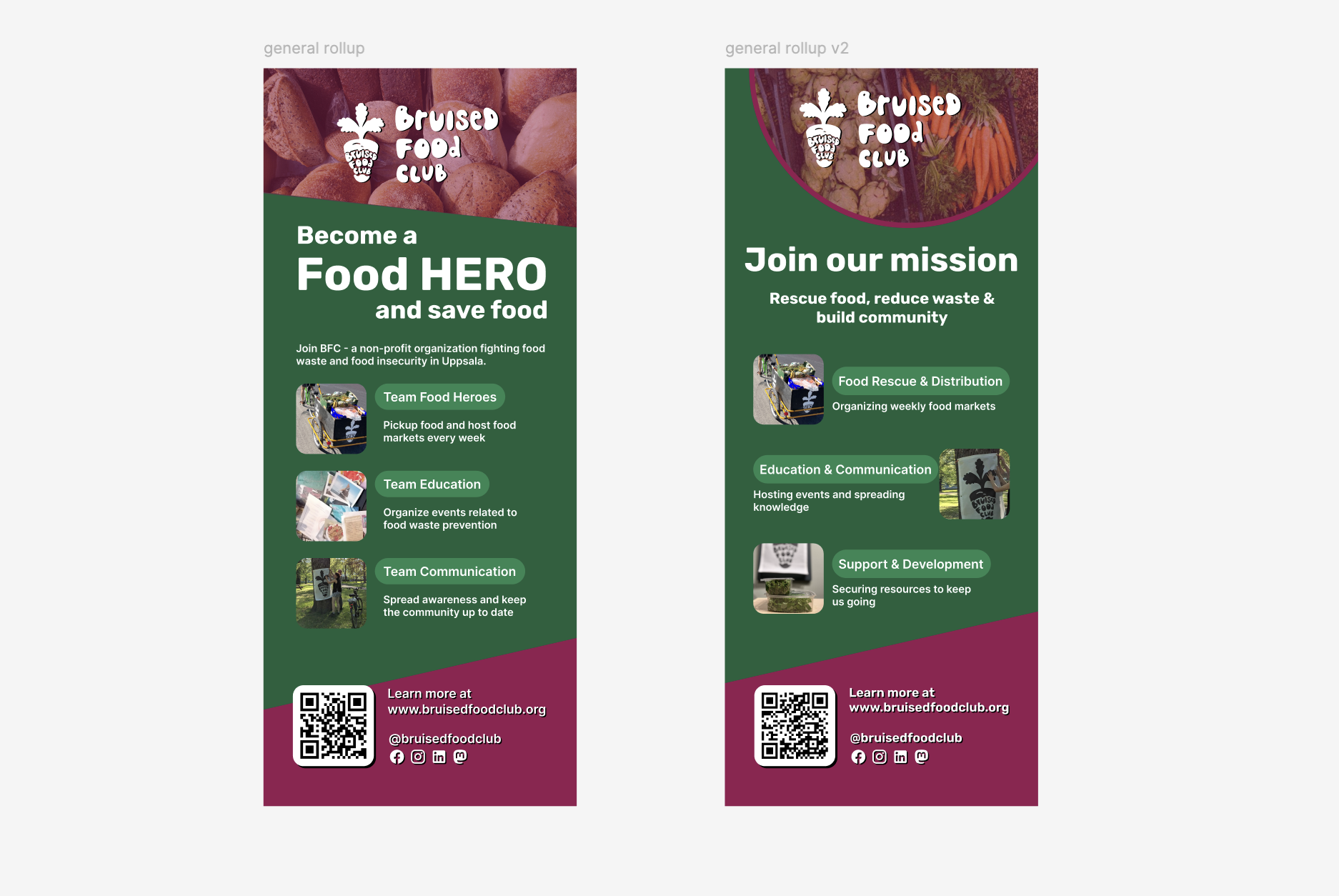 Rollup designs for Bruised Food Club
