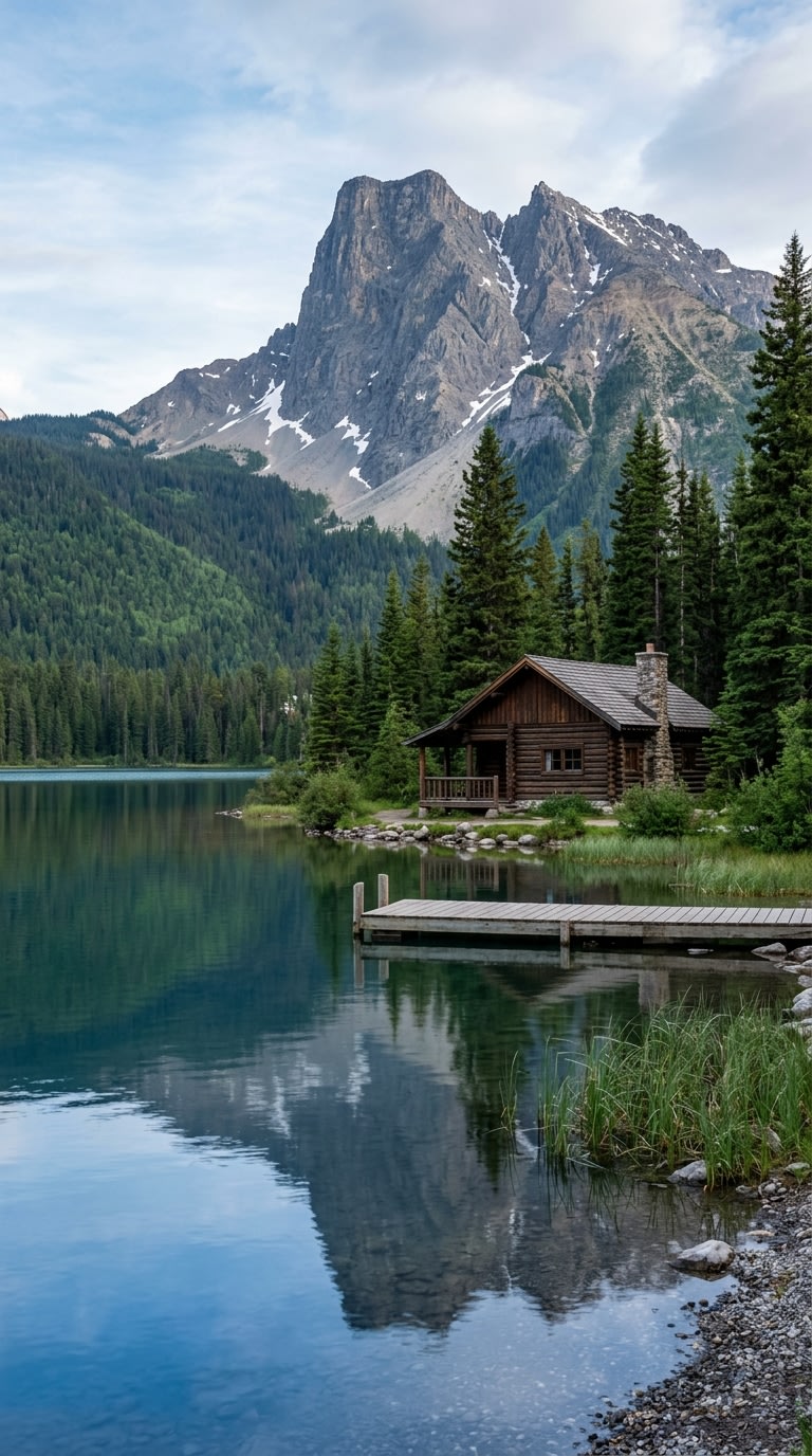 4. Stay in a Cozy Cabin on a Mountain Lake