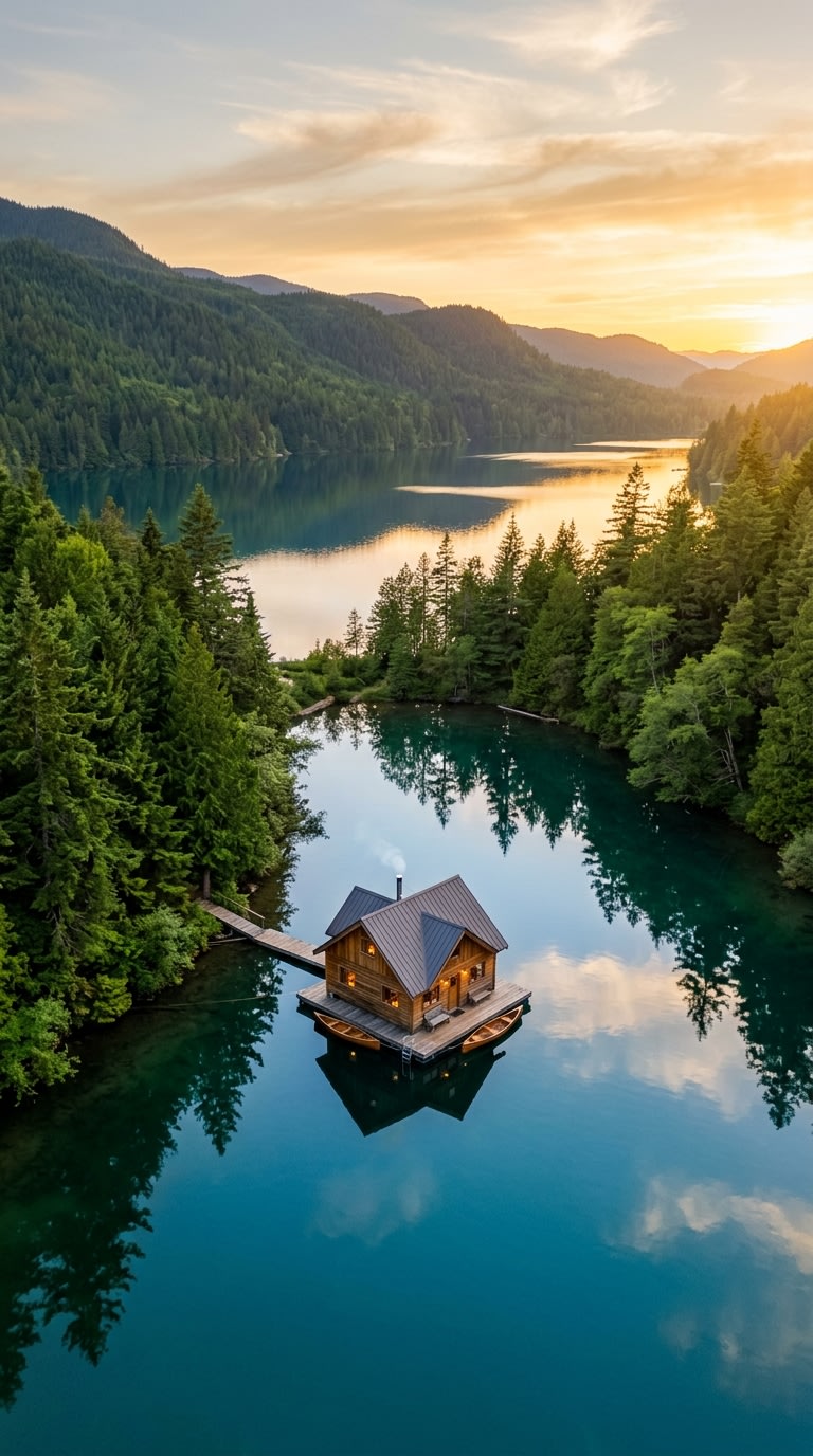 8. Stay in a Floating Cabin on a Lake