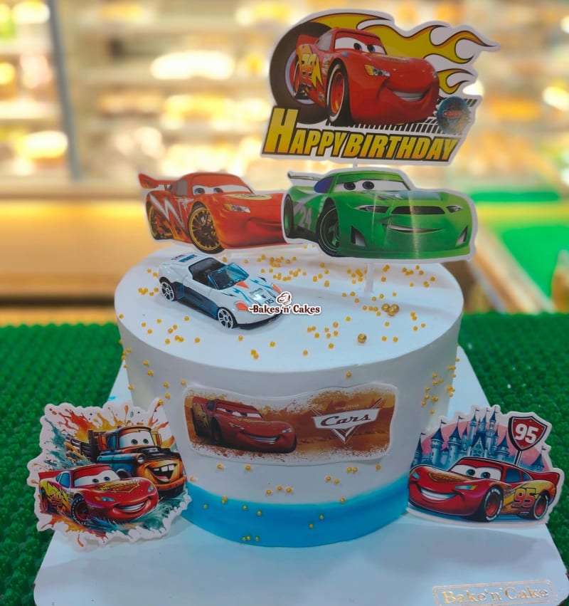 The Lightning McQueen Turbo Cars Theme Cake