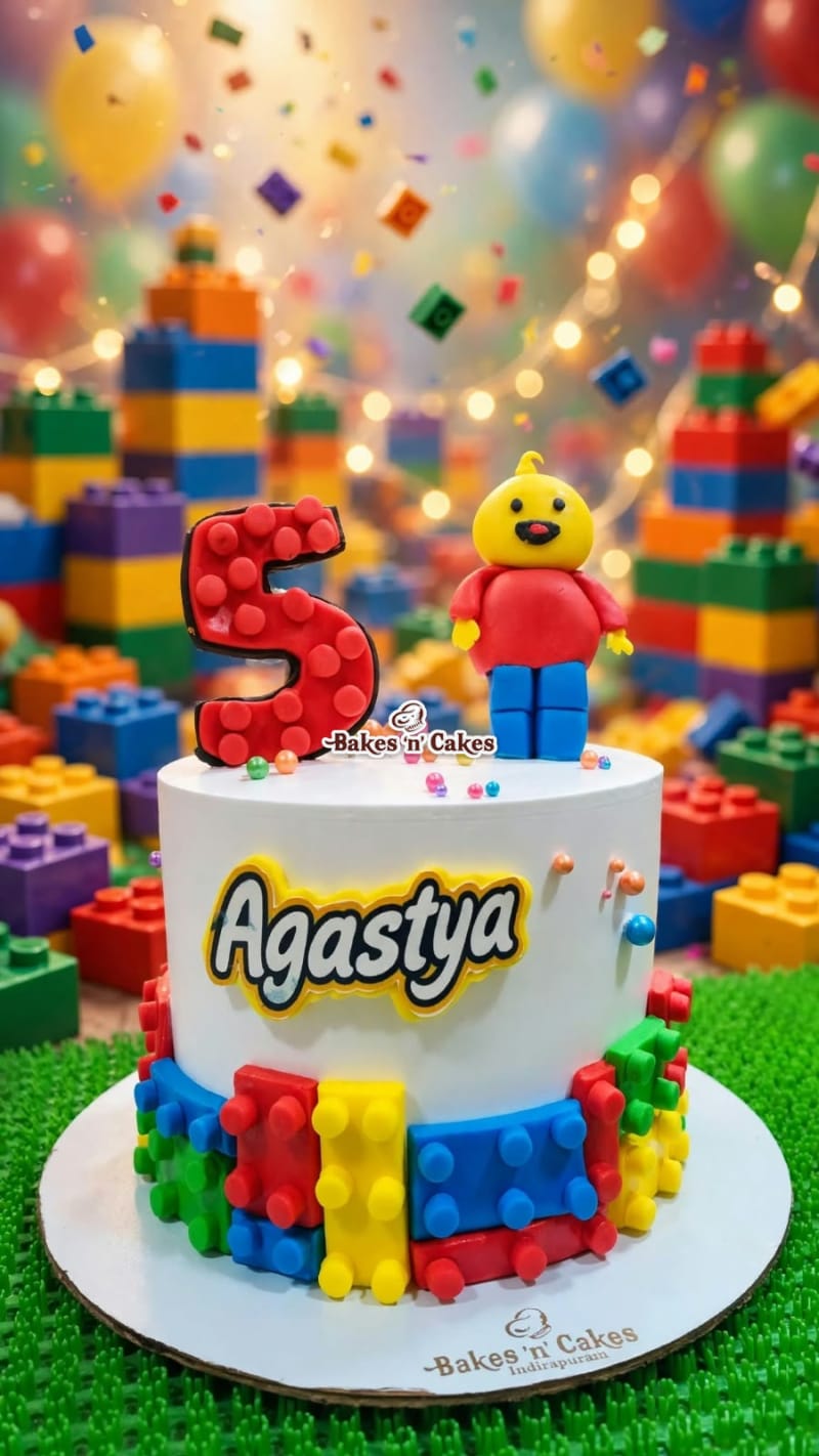 Building Blocks Theme Birthday Cake