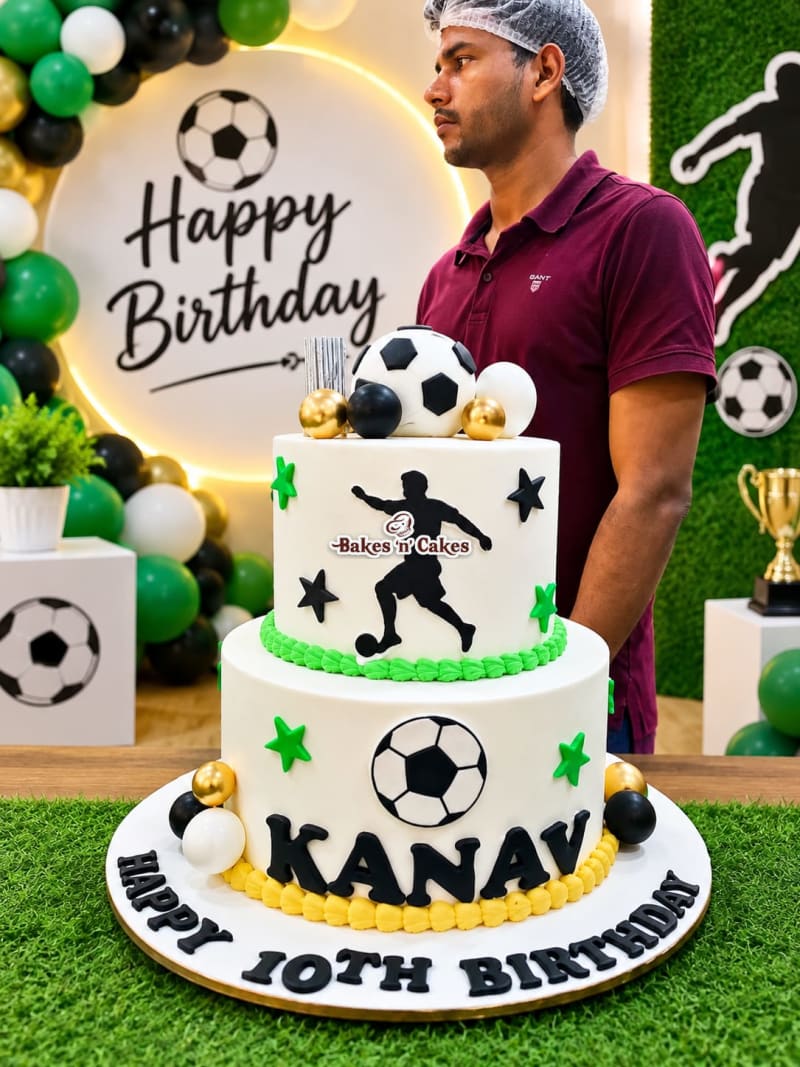 Football Theme Two-Tier Cake