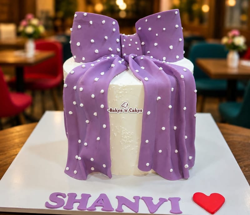 Draped Fondant Bow Gift Cake