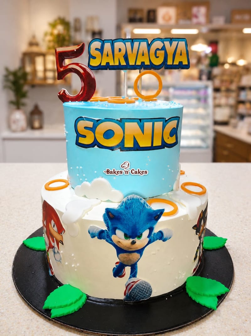 Sonic the Hedgehog Two-Tier Cake