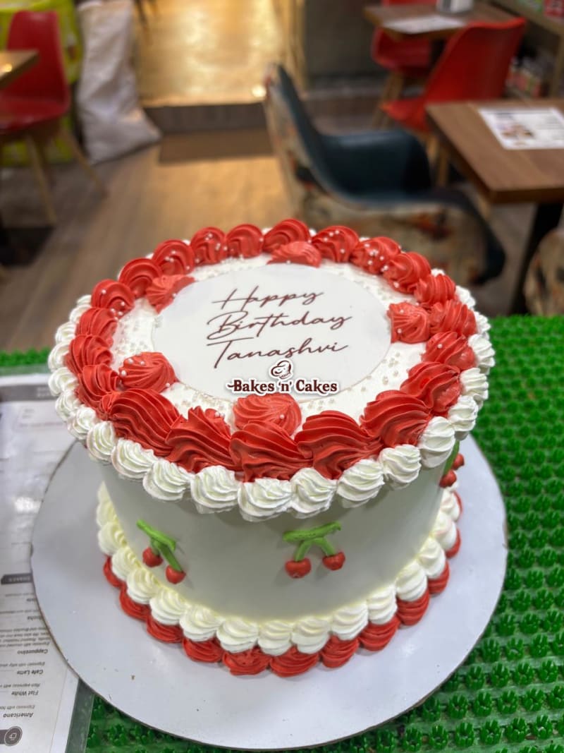 Vintage Red Rosette Cherry Cake