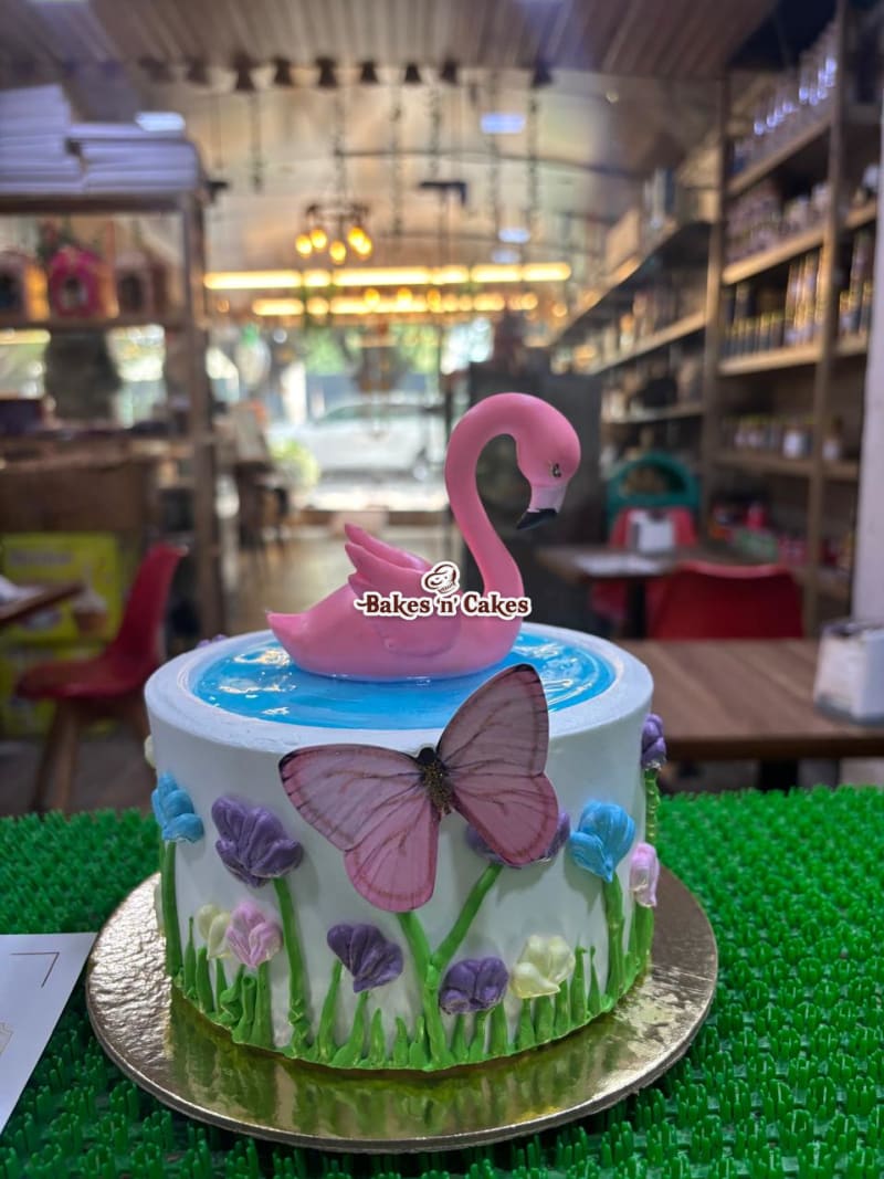 Flamingo Garden Butterfly Cake
