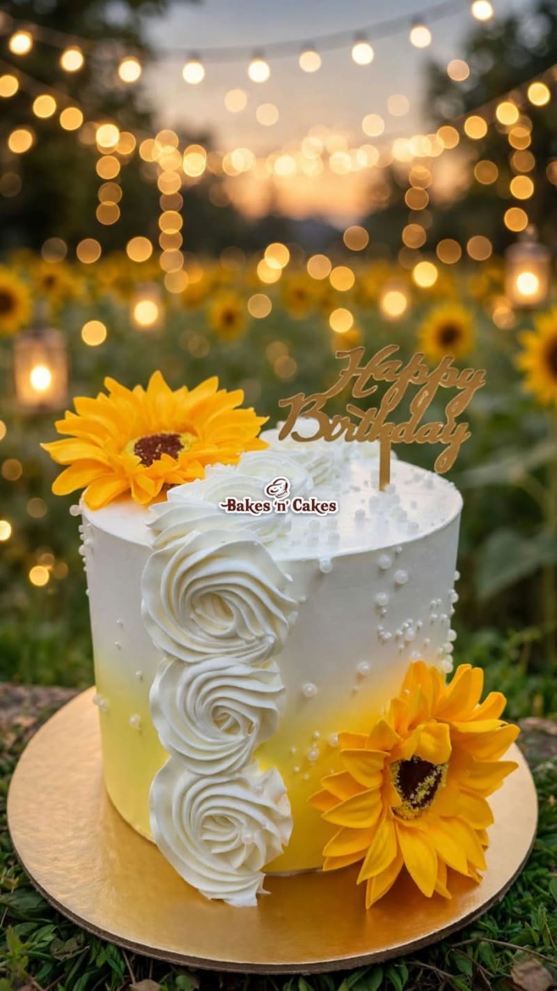 Sunflower Yellow Ombre Rosette Cake