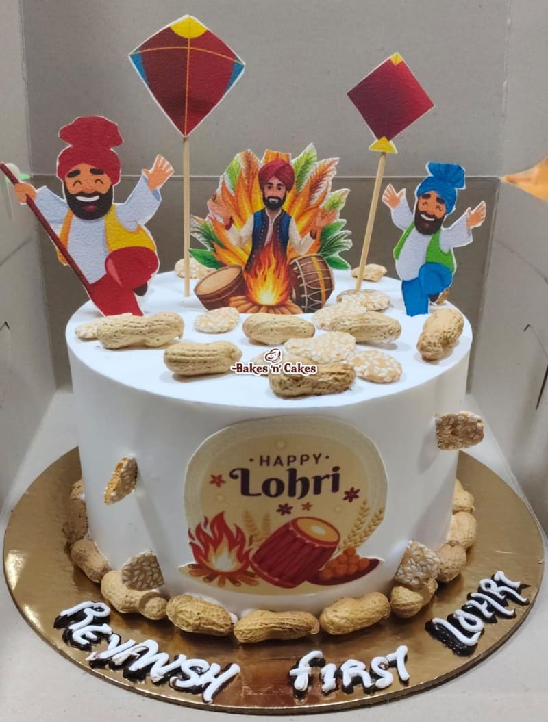 First Lohri Peanuts & Kites Cake