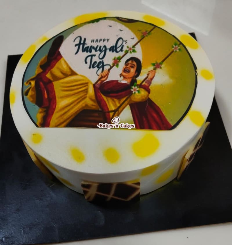 Hariyali Teej Photo Cake