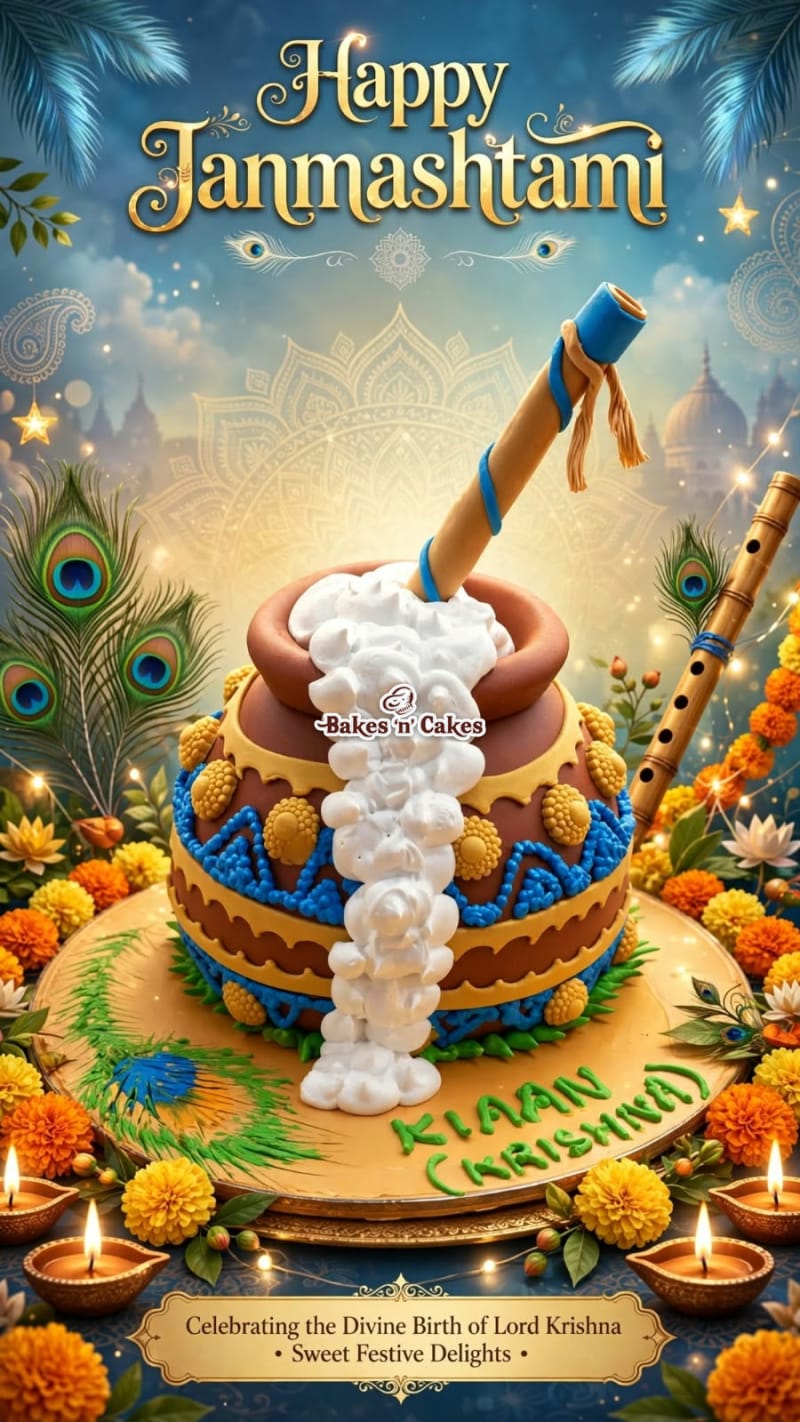 Blue & Gold Matki Makhan Cake