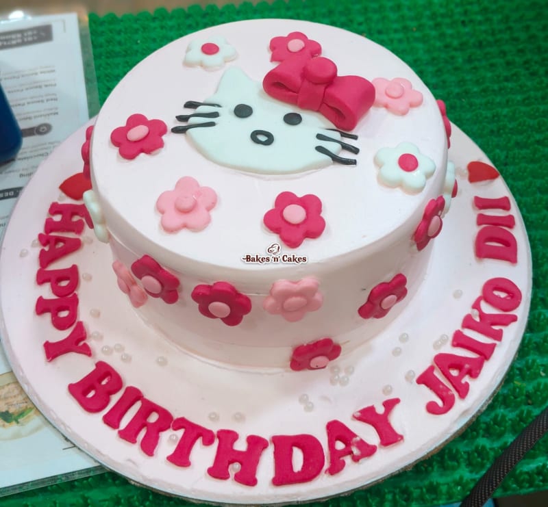 Hello Kitty Pink Flowers Cake