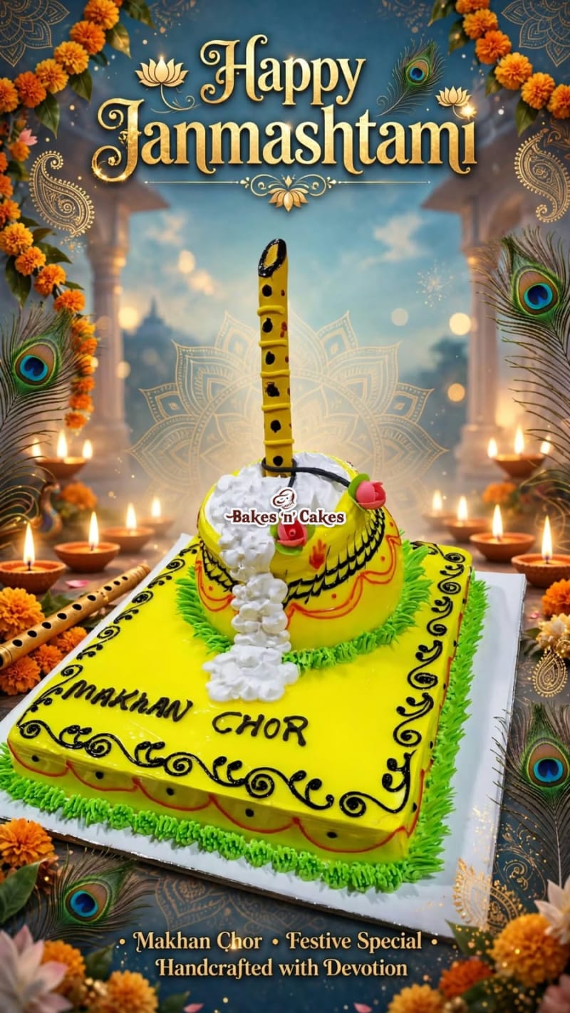 Makhan Chor Yellow Square Cake
