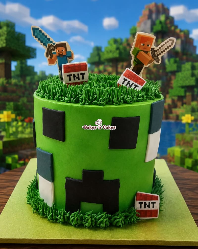 Minecraft Theme Cake