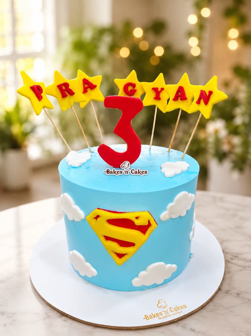 Superman Sky Blue Cake