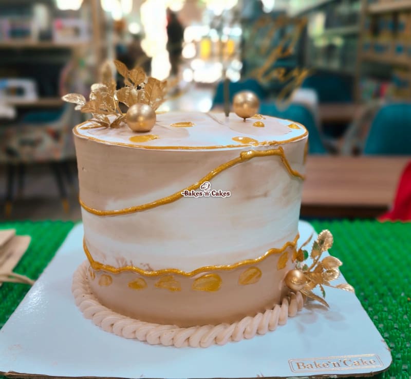 Beige Marble Gold Leaf Cake