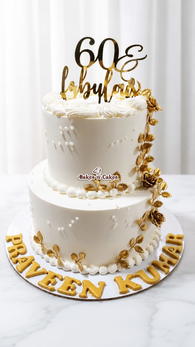 Gold Leaf Two-Tier Celebration Cake