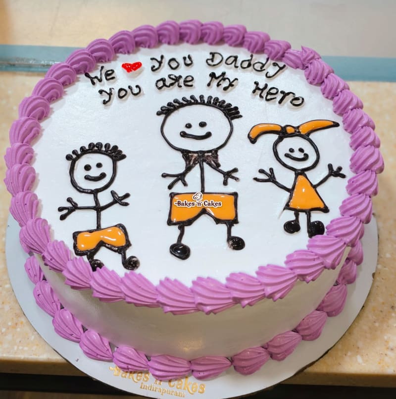 Daddy My Hero Doodle Cake