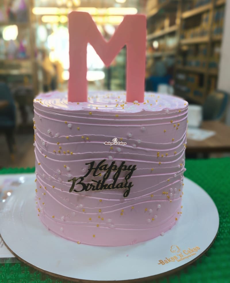 Pink Textured Initial Letter Cake