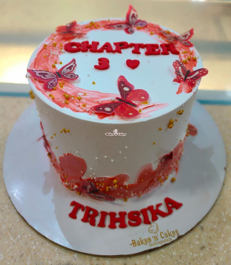 Red Butterflies Chapter Cake