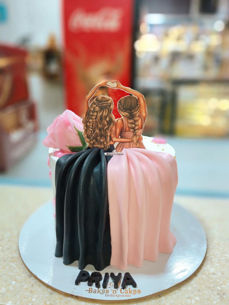 Best Friends Gown Silhouette Cake