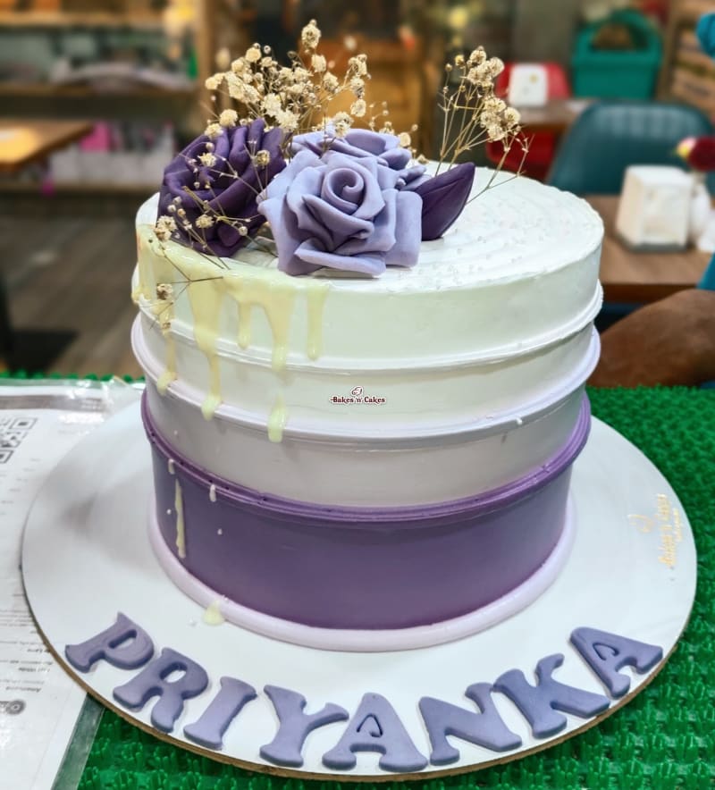 Purple Ombre Fondant Roses Cake