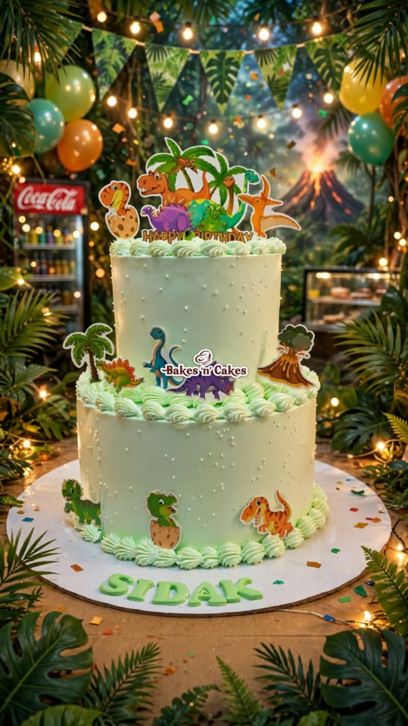 Dinosaur Jungle Two-Tier Cake