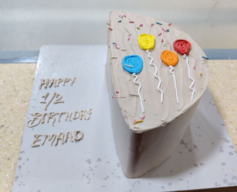 Half Shape Balloons Half Birthday Cake