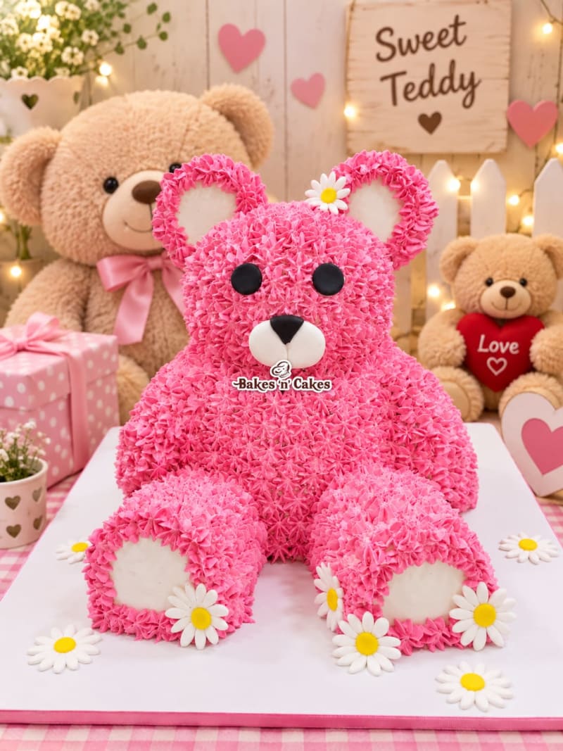 Pink Teddy Bear Shaped Cake