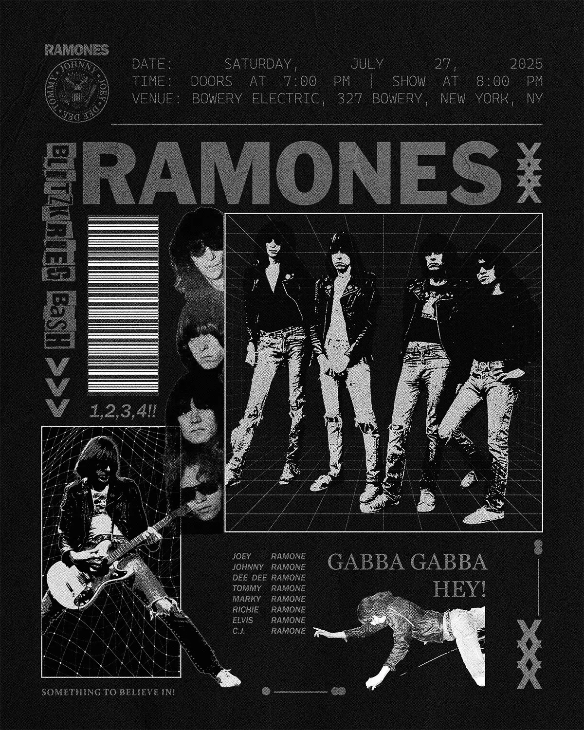 Ramones Tribute Concert Poster - Black & White Version