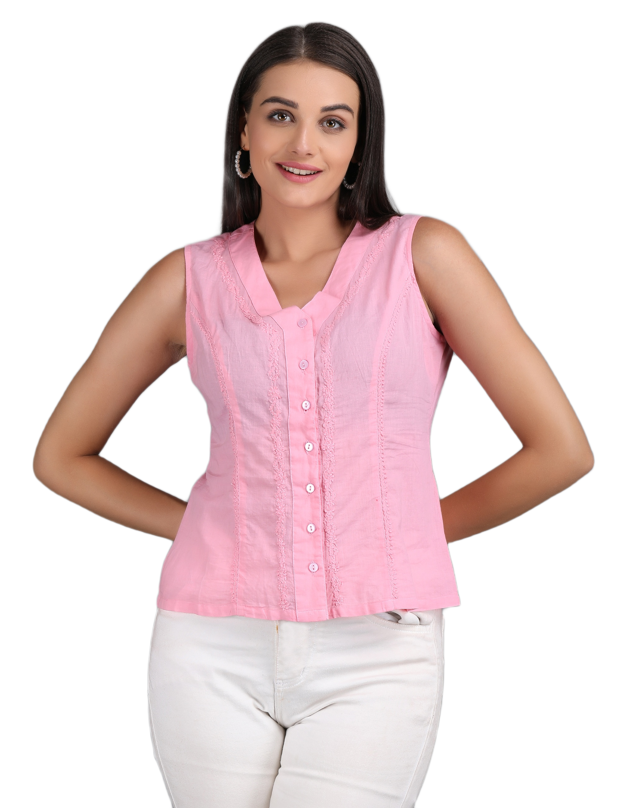 Ikki Floral Motif Chikankari Top