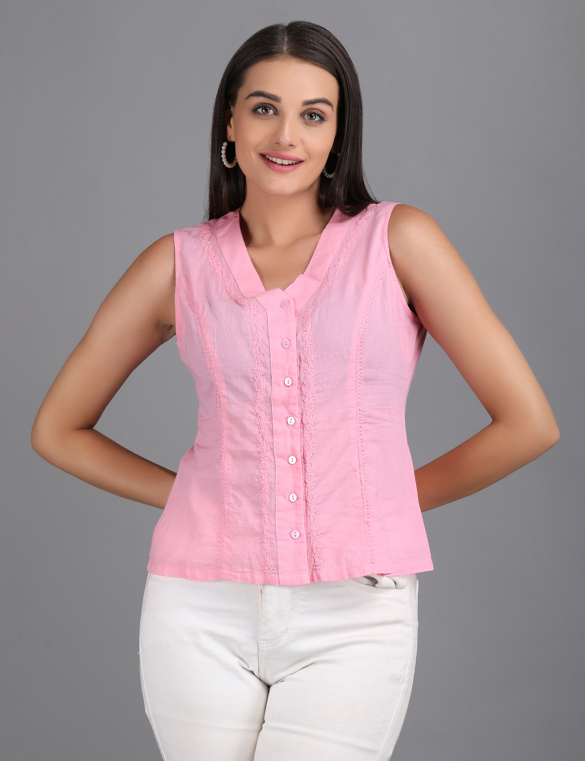 Ikki Floral Motif Chikankari Top
