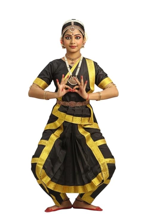 Black Bharatnatyam Dance Costume For Girls