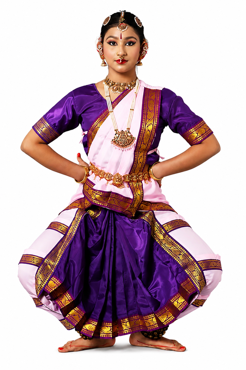 Purple Bharatanatyam Dance Costume Dress for Girls