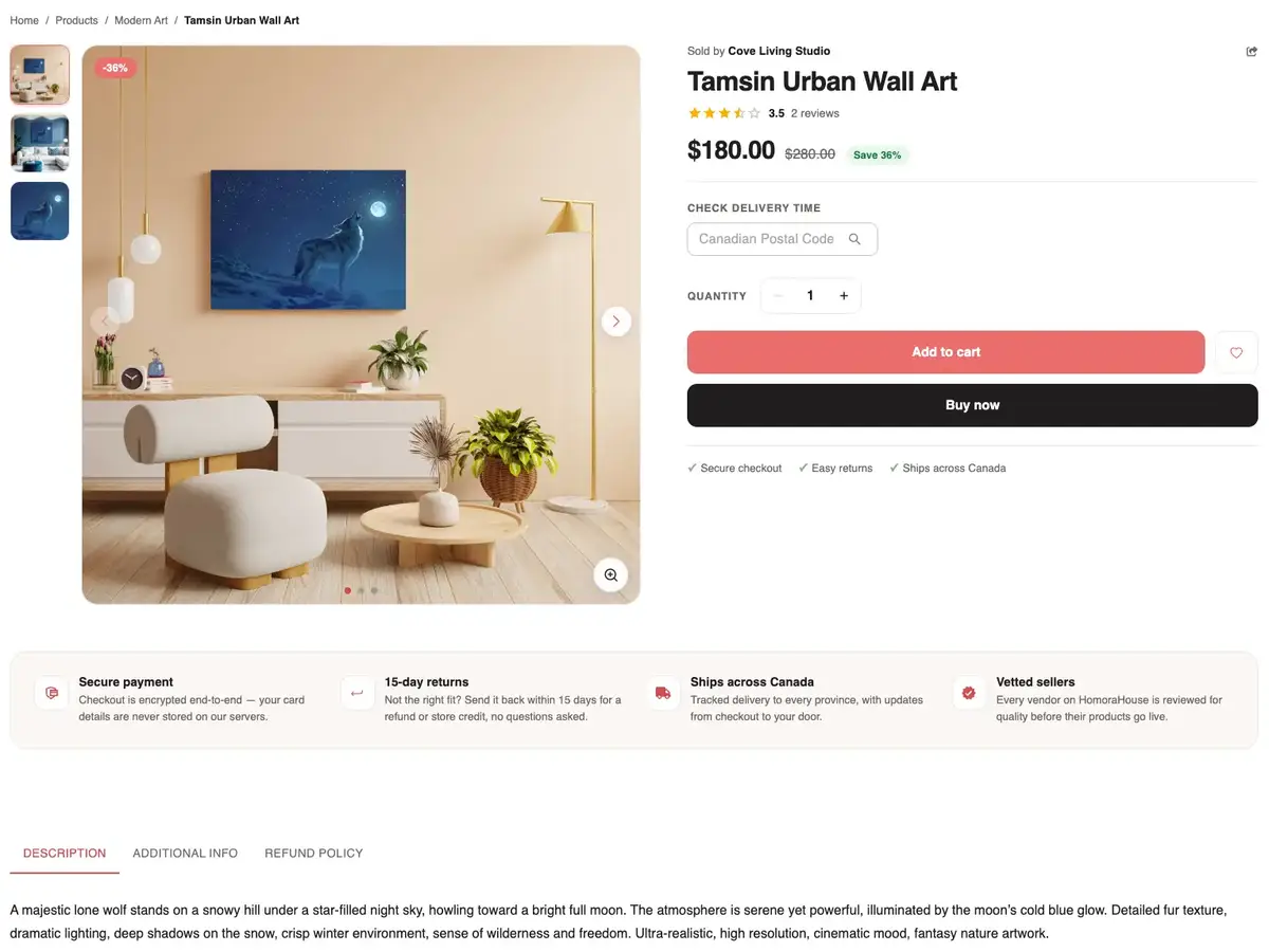 Detailed Product Page