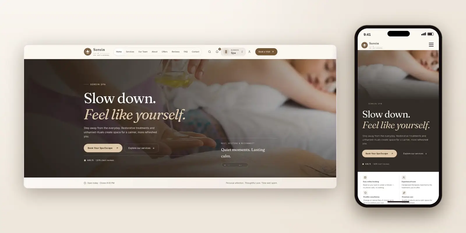 Serein Spa – Spa Booking Platform with Online Appointments & Admin Dashboard - project visual
