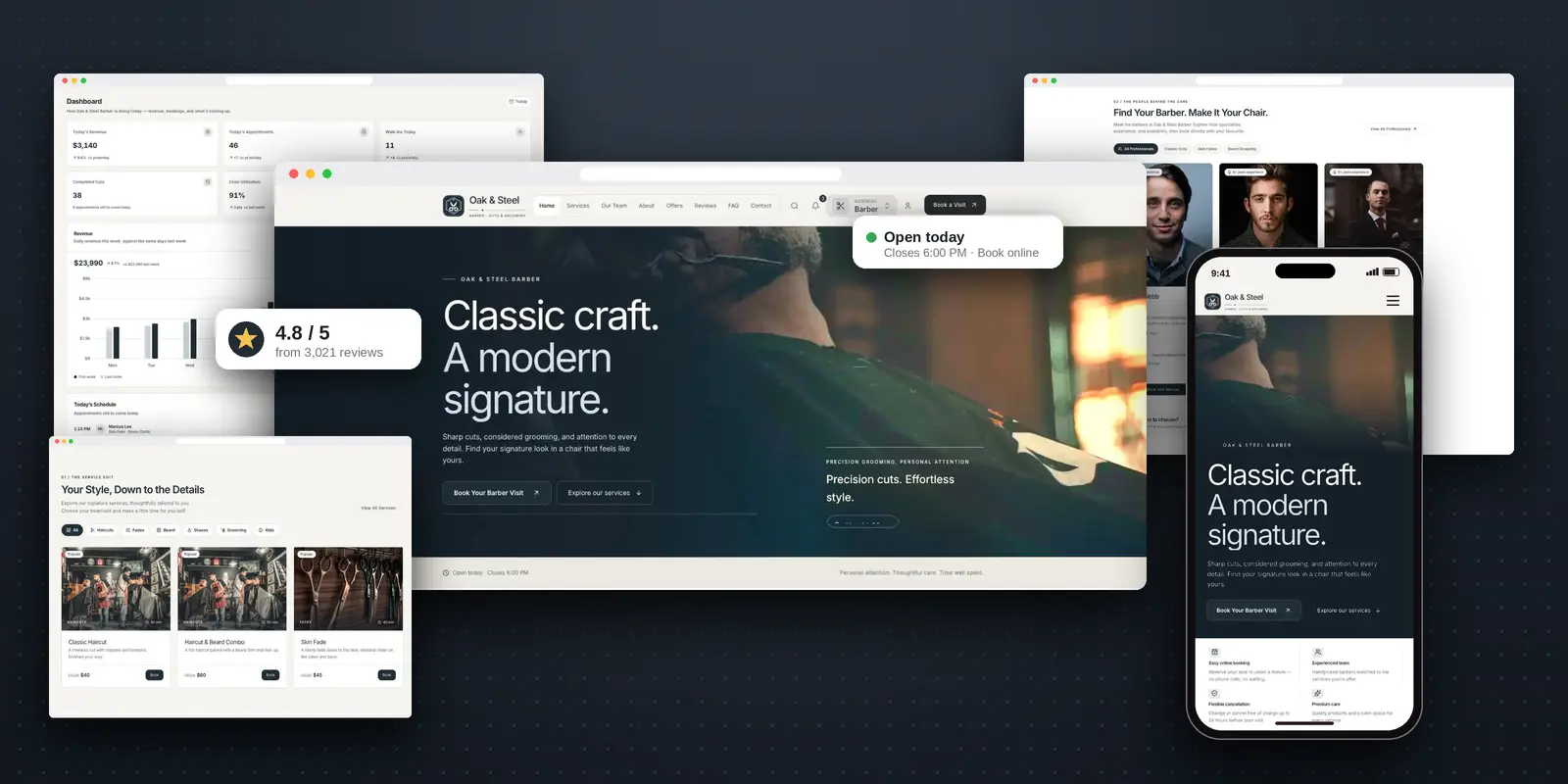 Oak & Steel Barber – Barbershop Booking Platform with Online Appointments & Admin Dashboard - project visual