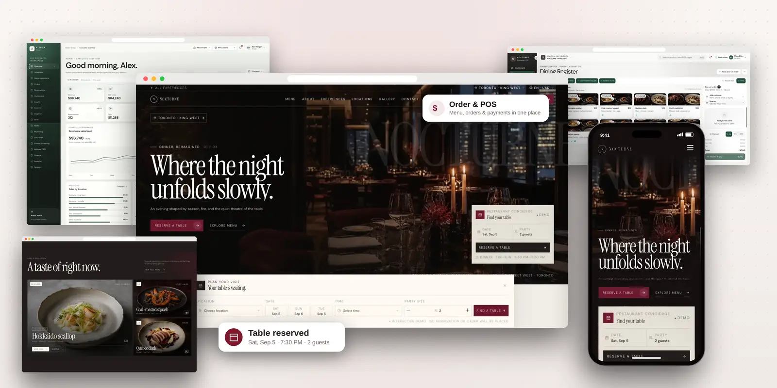 Nocturne – Restaurant Platform with Table Reservations, Online Ordering, POS & Admin Dashboard - project visual