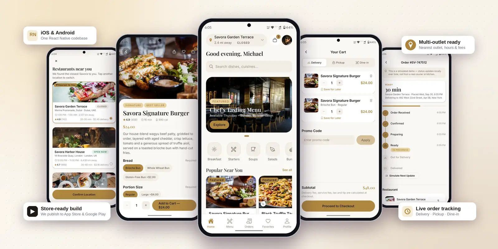Savora – Multi-Outlet Food Delivery App for iOS and Android - project visual