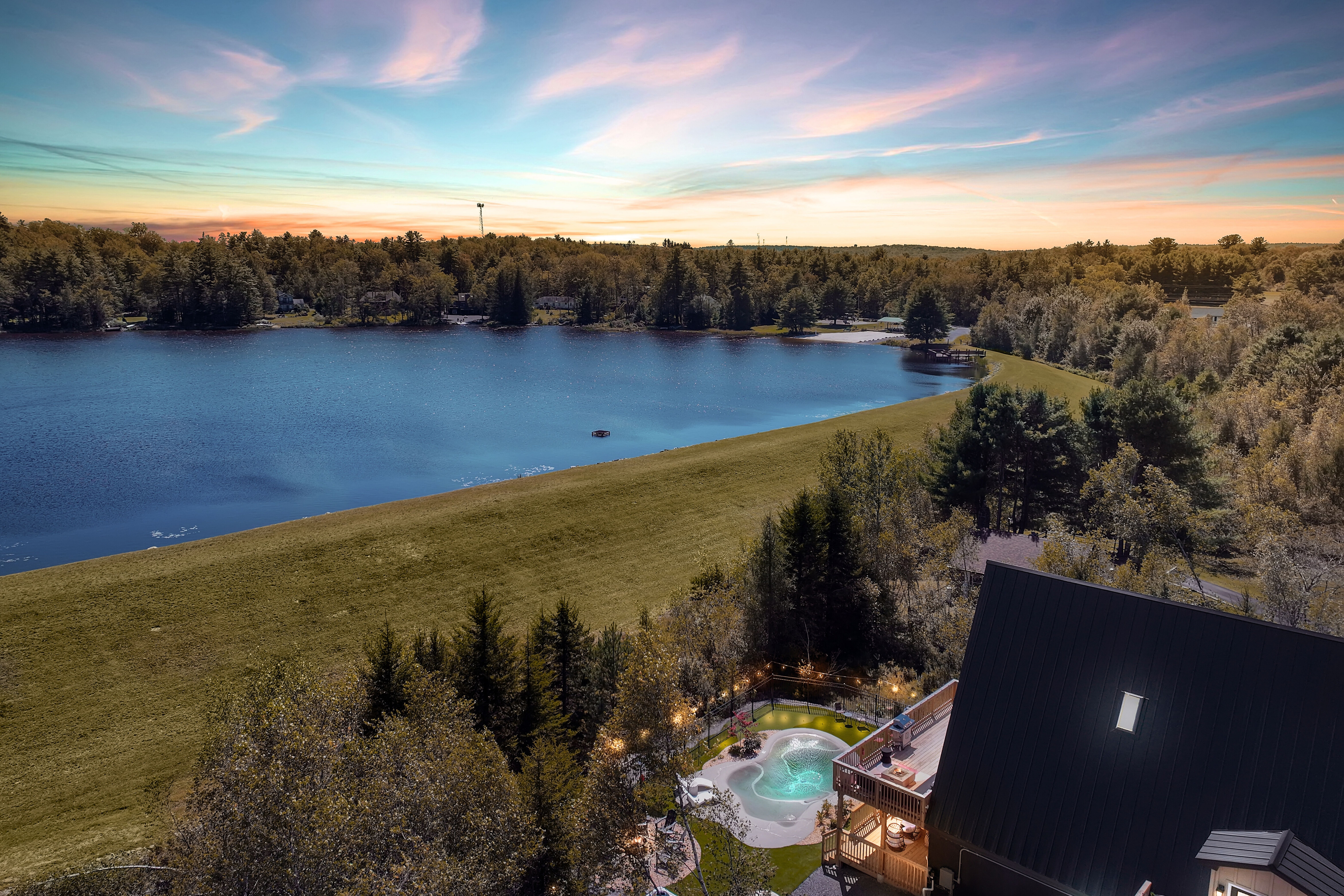 Aery Lakehaus — Lakefront at sunset